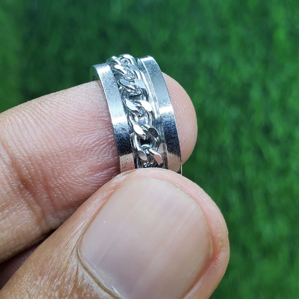 "8MM Stainless Steel Unisex Spinner Ring, AAAQL1017 - Picture 6 of 11